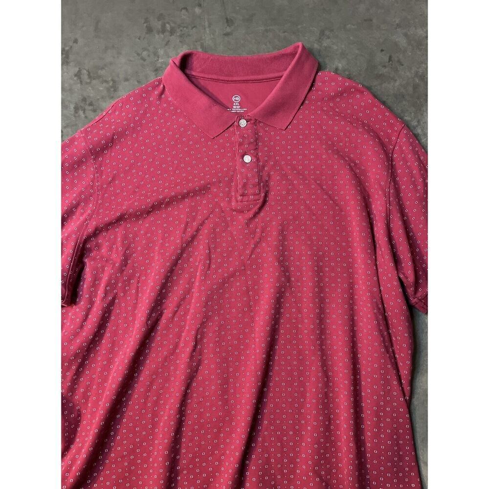 HB Harbor Bay Red‎ Maroon Short Sleeve Polo Shirt Men's Size 4XL Geometric